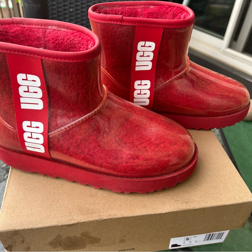 UGG Red Suede Boots with Plush Lining